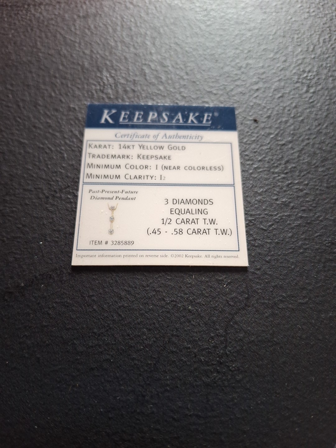 14K YG ~KEEPSAKE~ PAST, PRESENT, FUTURE .40CTW –