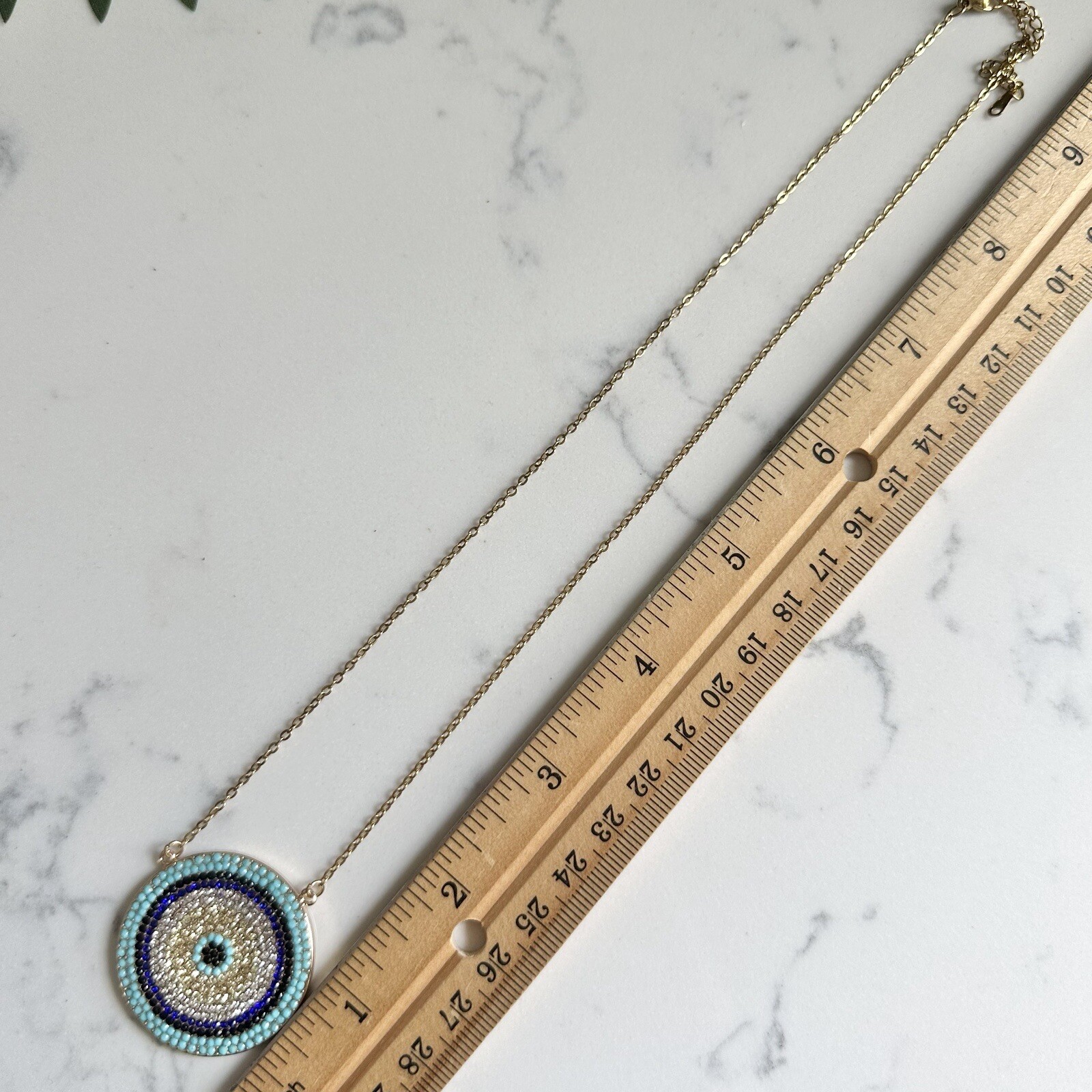 Large Evil Eye Necklace Rhinestone Gold Protection Amulet Good Luck Karma NEW
