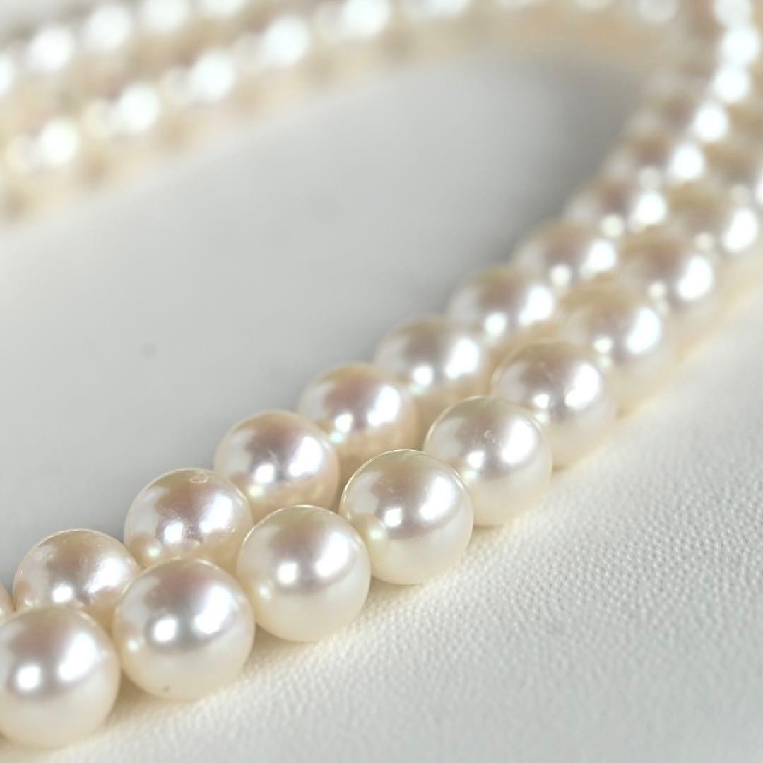 TASAKI Hanadama Grade Akoya Pearl Necklace 5.6-6.0mm 17.3in Silver Japan Boxed
