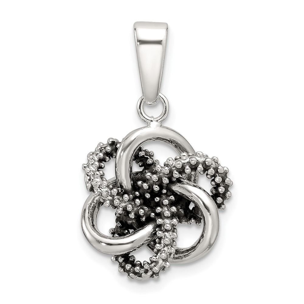 Sterling Silver Antiqued and Polished Love Knot Pendant 3.02gm L-27.25 mm