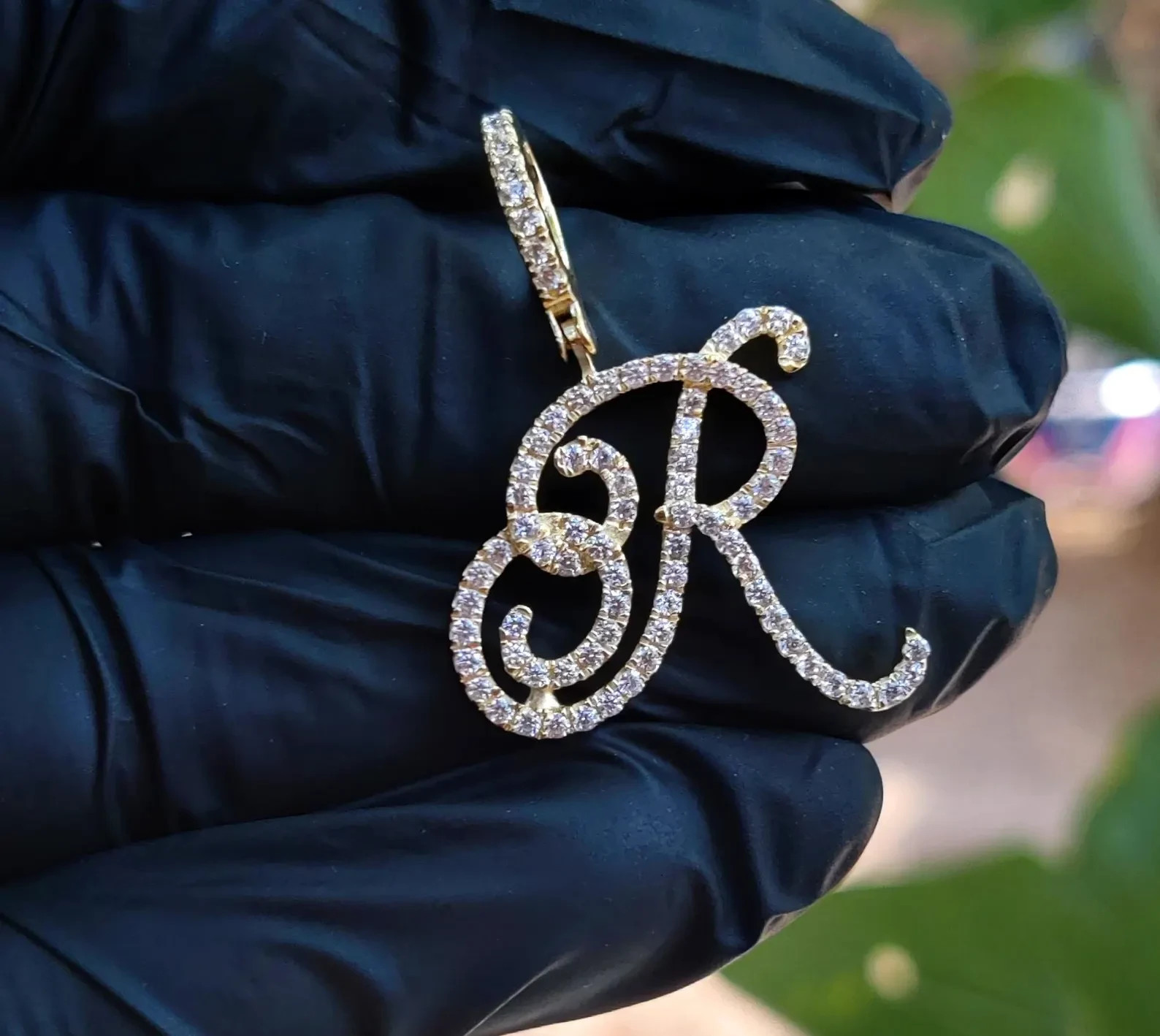 3Ct Round Lab-Created Diamond Initial “R” Letter Pendant 14K Yellow Gold Plated