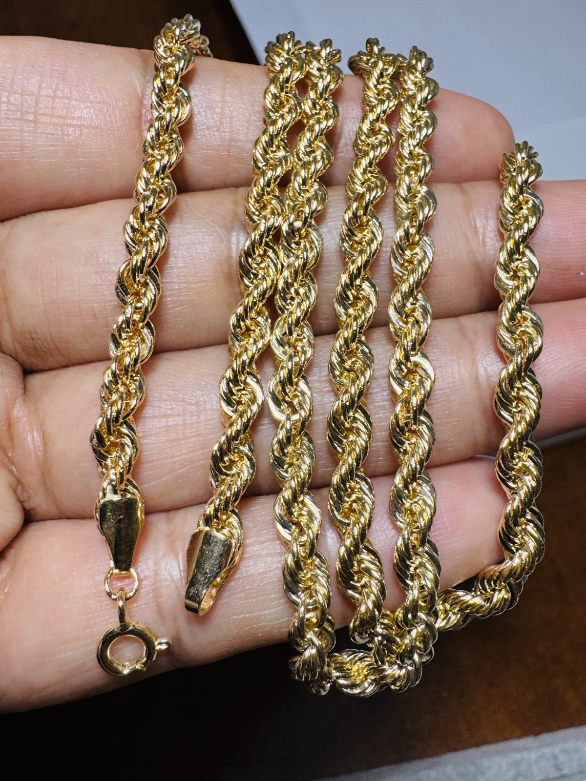 18K 750 Dubai Fine Genuine Gold Rope Chain Necklace 23.5” /24 Long 9.43g 4mm