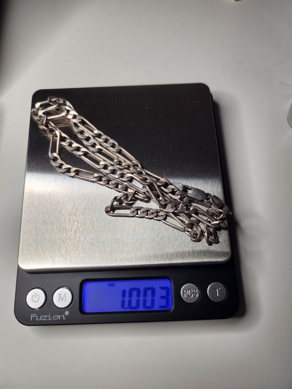 Sterling Silver 925 24” Figaro Chain Necklace 1 Oz