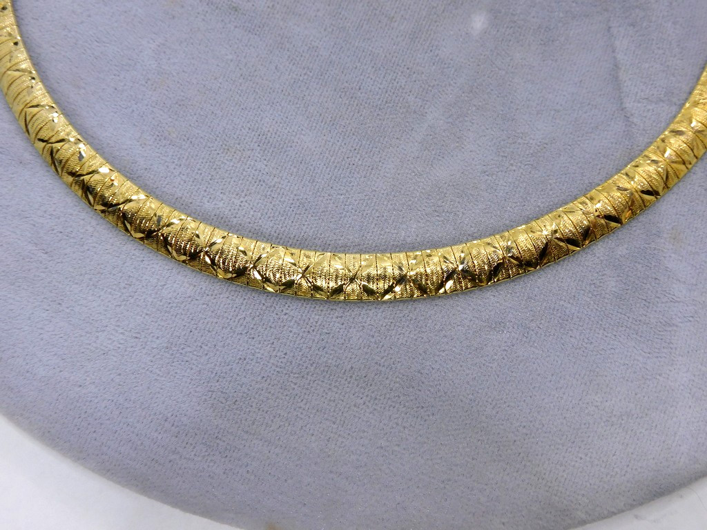 925 Sterling Silver Vermeil Diamond Cut Sparkle Necklace Milor Italy ~ 18″