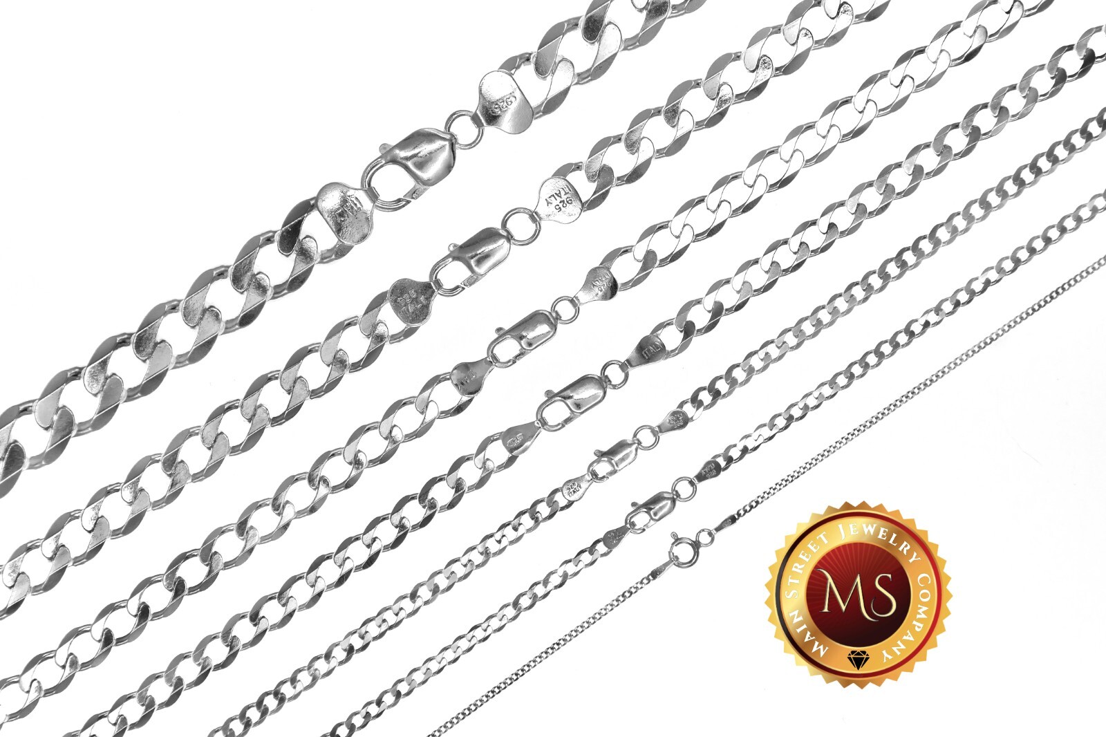 ITALY 925 SOLID Sterling Silver CURB Chain Necklace or Bracelet 7″ – 30″ .925