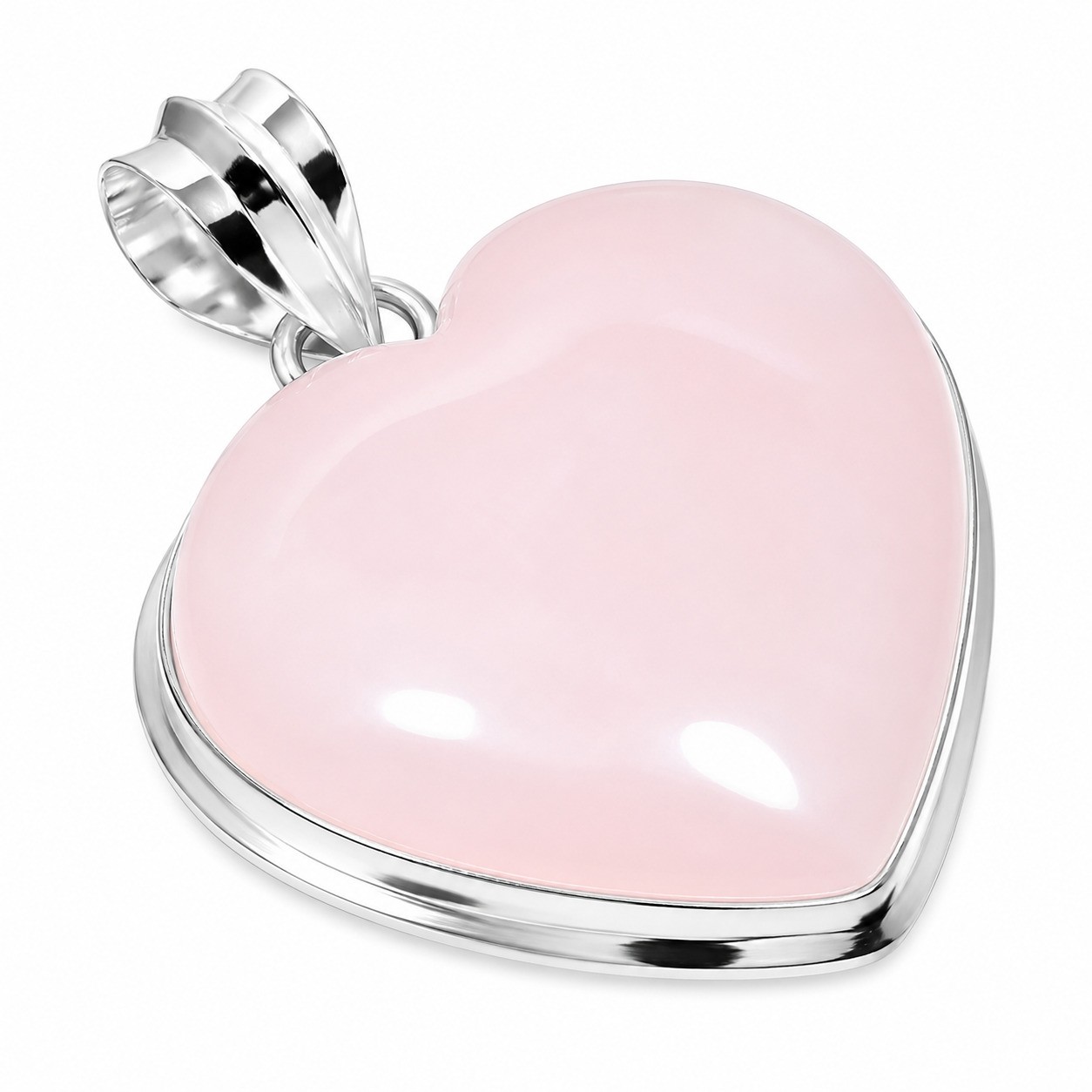 Natural Rose Quartz Gemstone 925 Sterling Silver Heart Jewelry Pendant 1.8″ h447