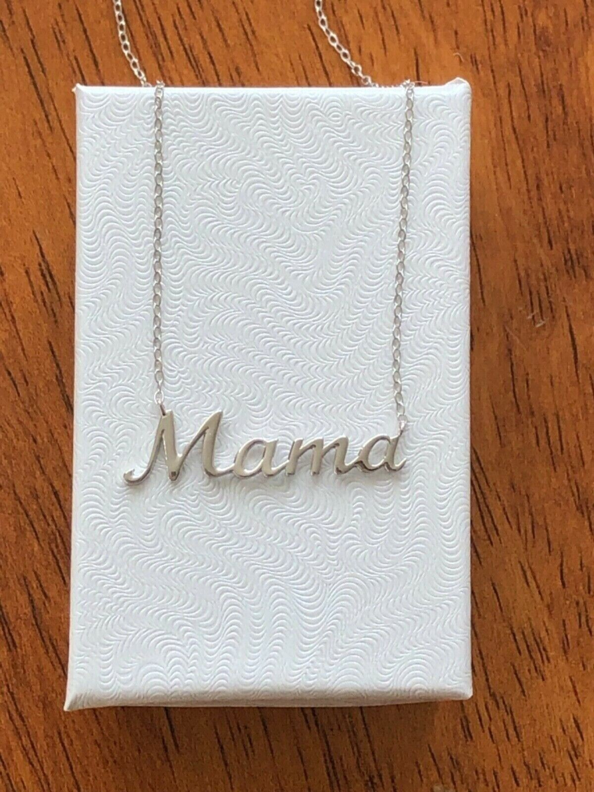 925 Sterling Silver Script Mama Pendant Necklace 31mm(1.22″) 15.25-17.25″