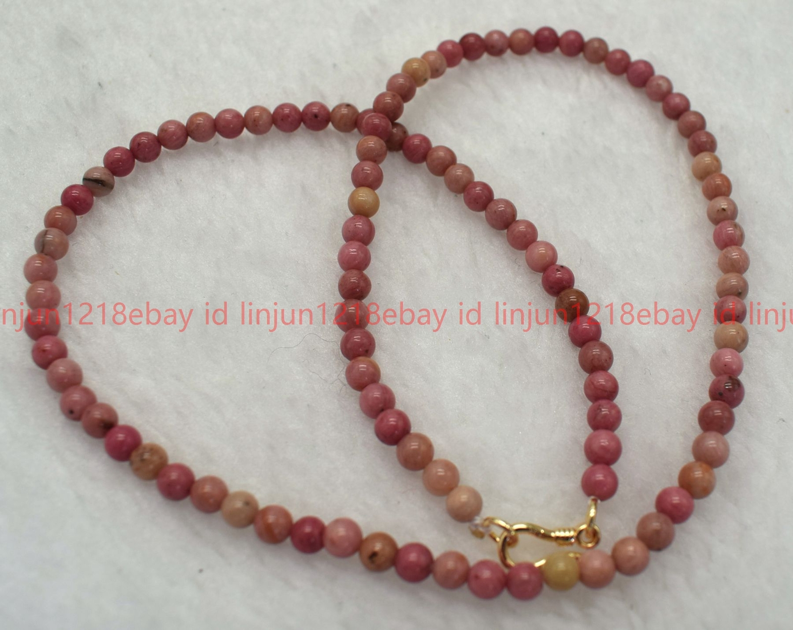 Natural Beautiful 4mm Pink Rhodonite Round Gemstone Beaded Necklace 16-28in