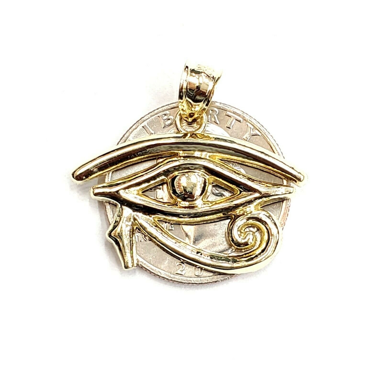 10k yellow Gold Egyptian eye of Horus protection Pendant fine gift jewelry 2.6g