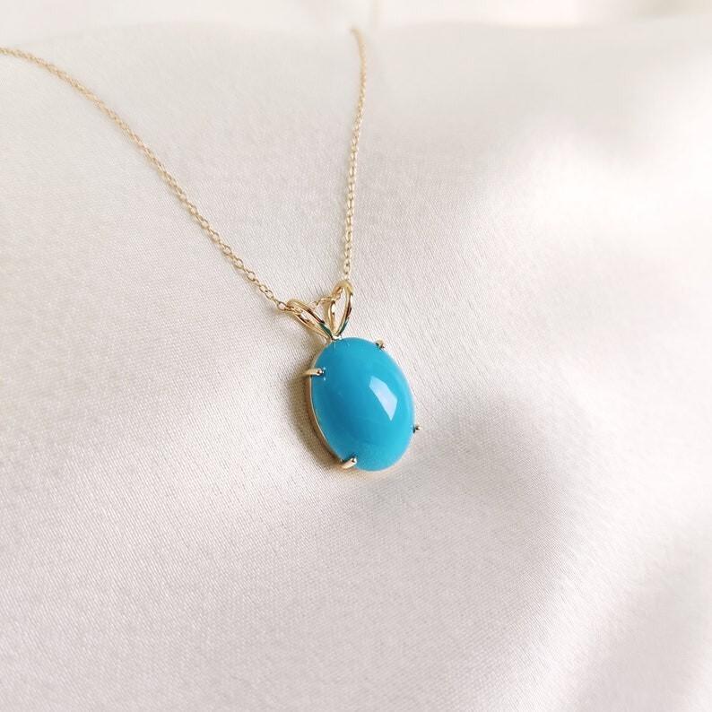 Sleeping Beauty Turquoise Pendant, 925 Sterling Silver Arizona Turquoise Pendant