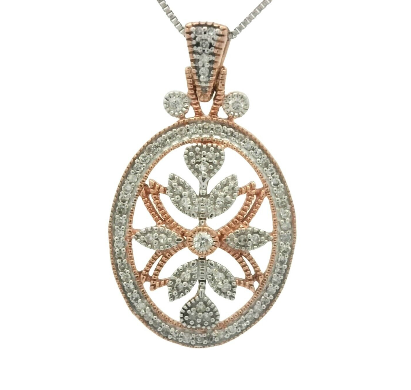 0.78CTW Diamond Pendant In 10k Two Tone Gold