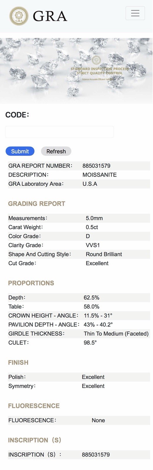 KRKC .5CT Moissanite .925 Sterling Necklace w/ GRA Report