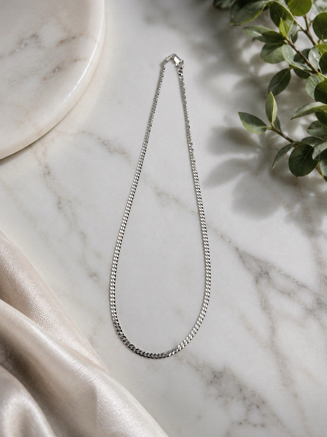 925 Sterling Silver Italy Flat Cuban Curb Chain Necklace 14” 2.1mm Choker