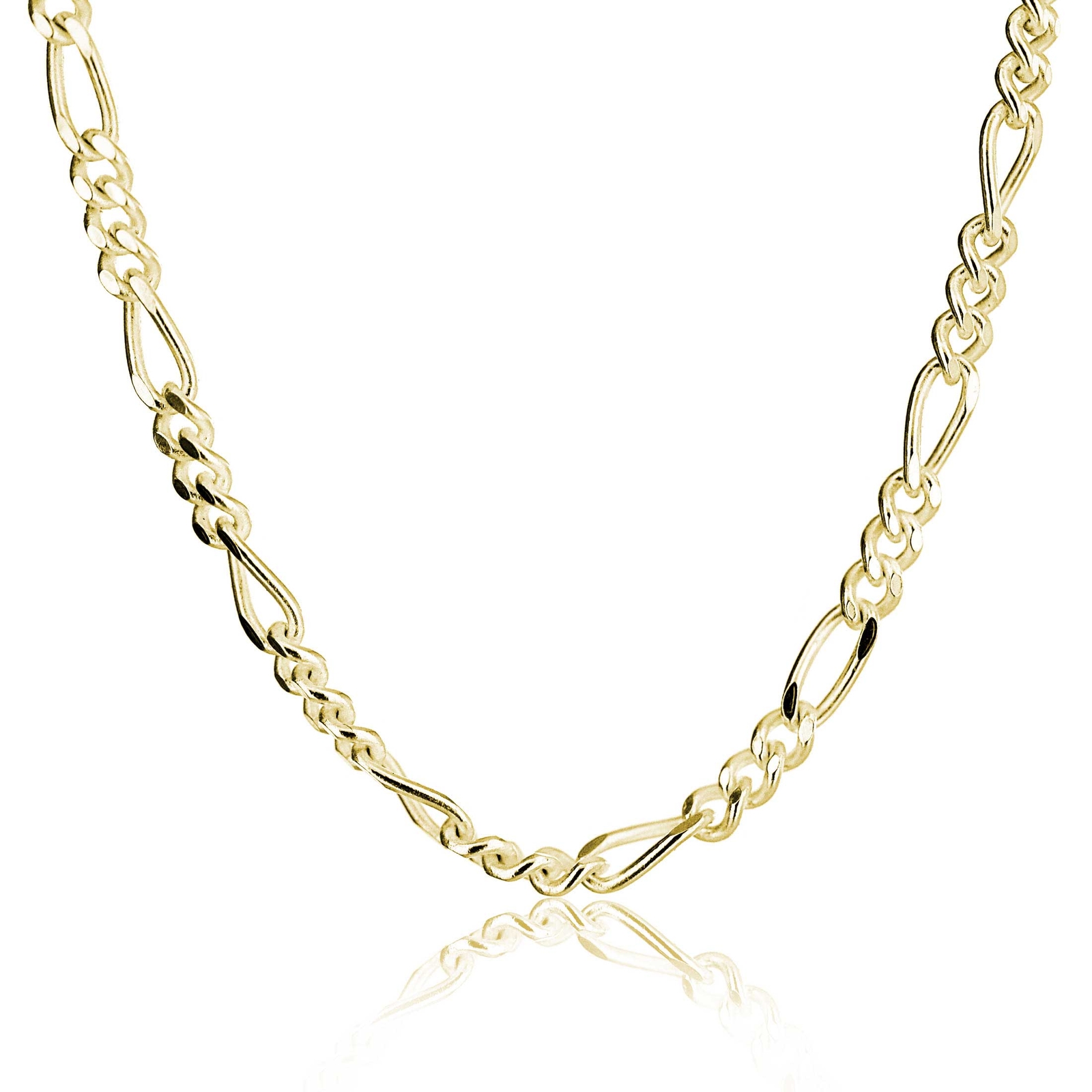 Gold Plated Sterling Silver Figaro Chain Necklace Bracelet Anklet – 2mm Width