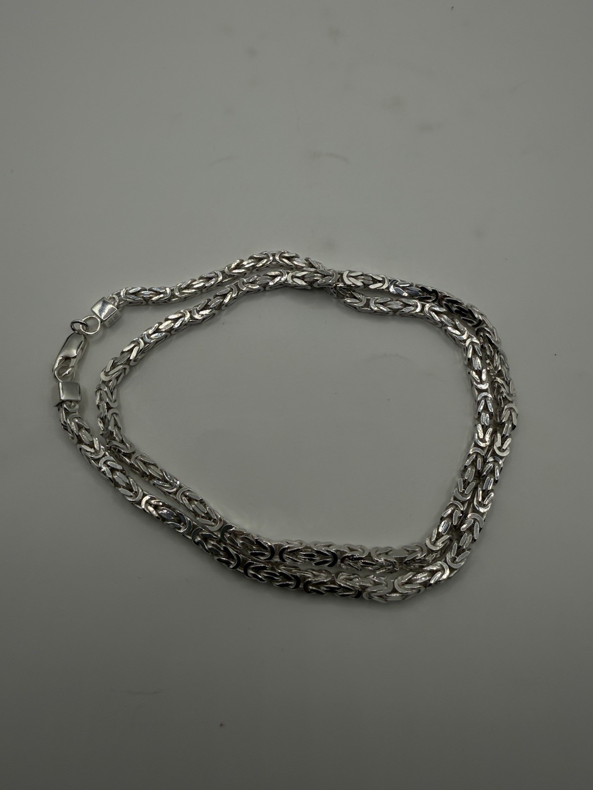 4mm Solid Sterling Silver 925 Byzantine Chain 22” Handmade High Polish