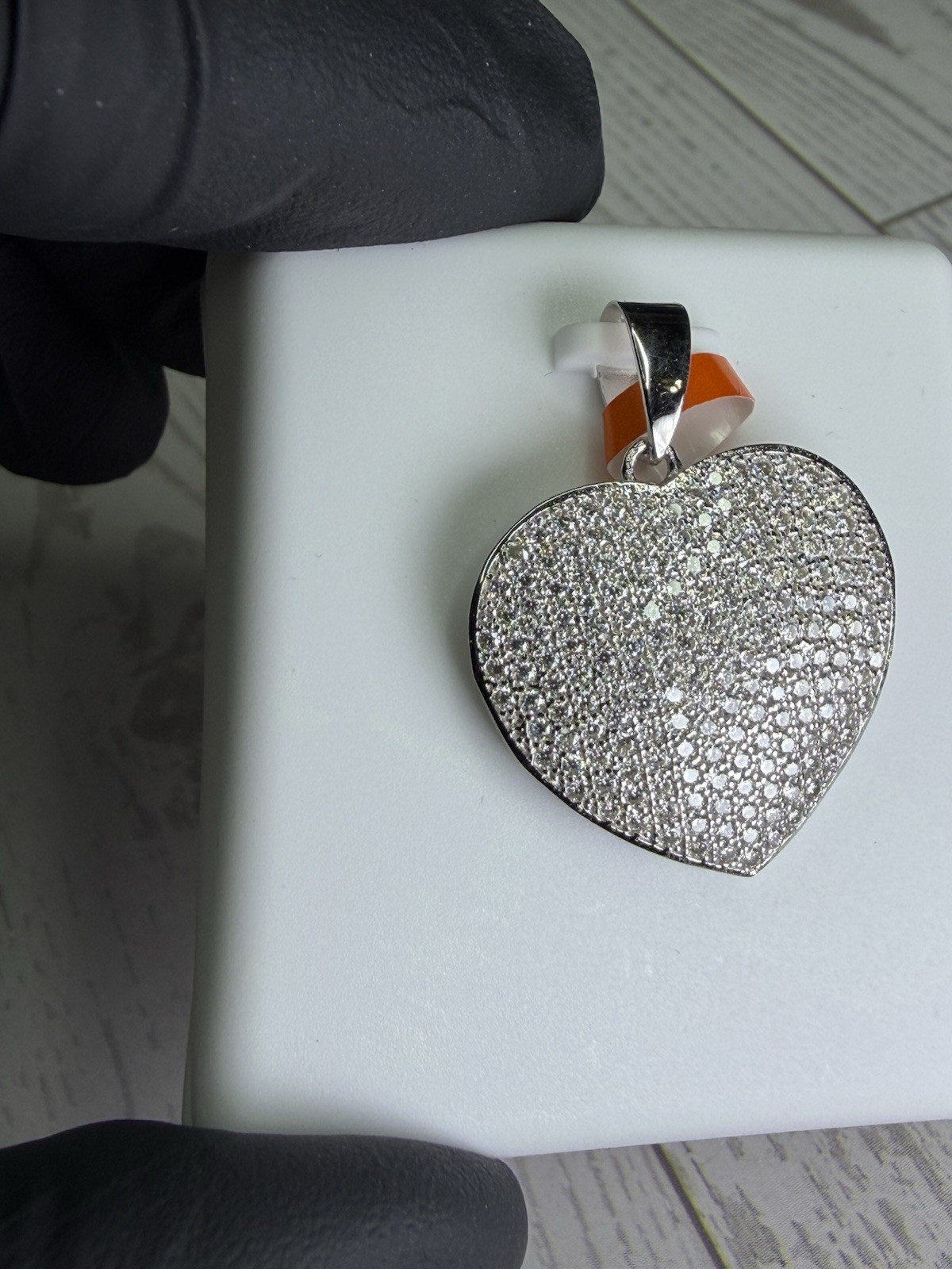 925 Sterling Silver White/Colorless Moissanite Heart Pavé Pendant, 2.00 CTW