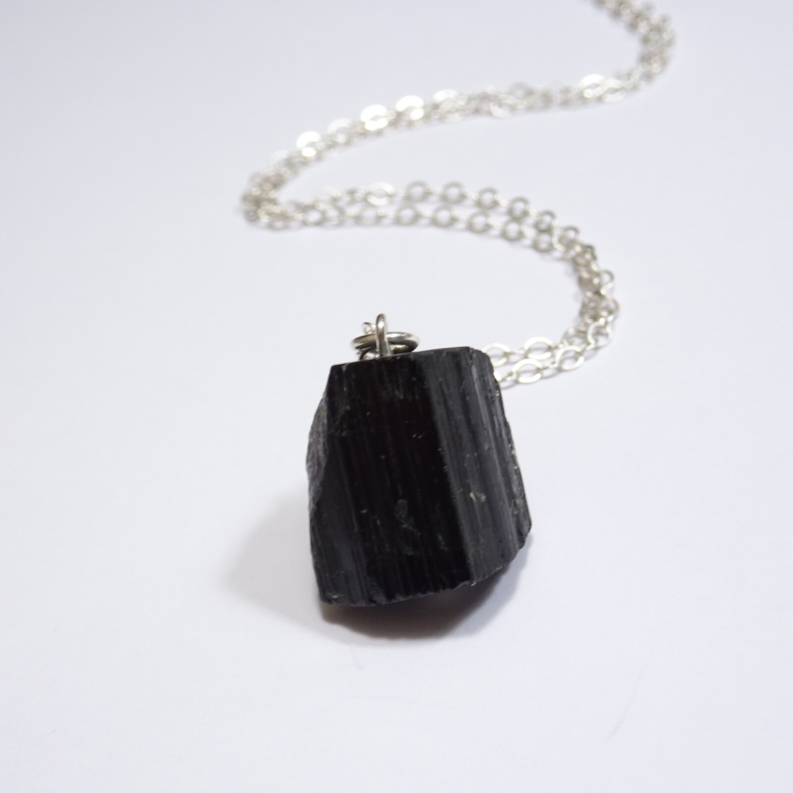 Crystal Raw Black Tourmaline Necklace Root Chakra Jewelry 925 Silver Chain Video
