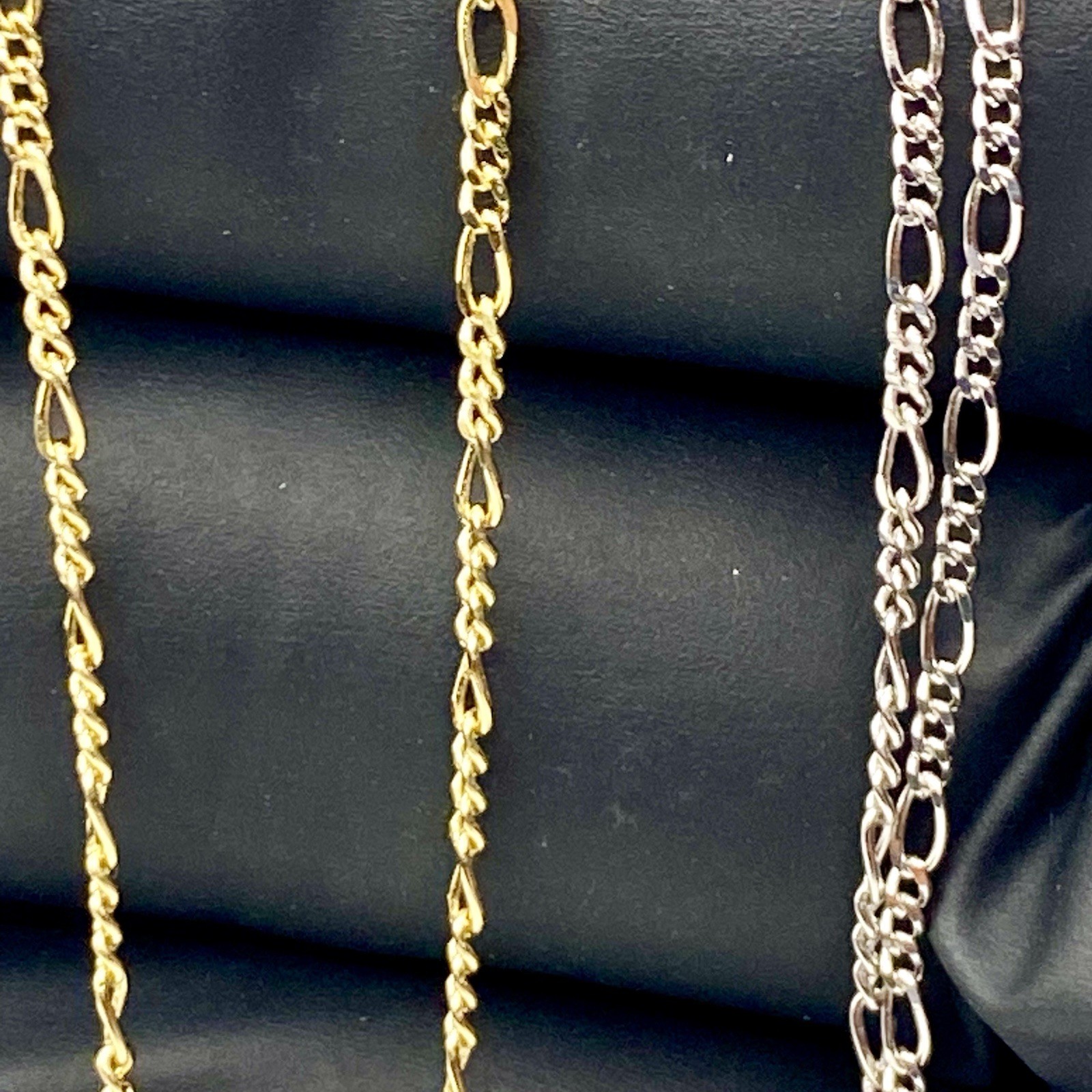 925 Sterling Silver Figaro Chain Necklace 18” 1.6mm Gold Vermeil Option