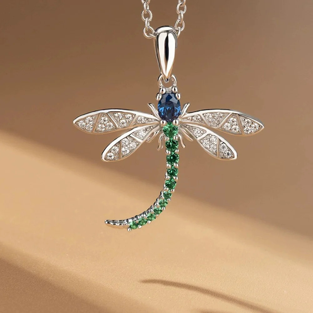 New 925 Sterling Silver Fashion Pendant Chain Excellent Dragonfly Necklace Gift