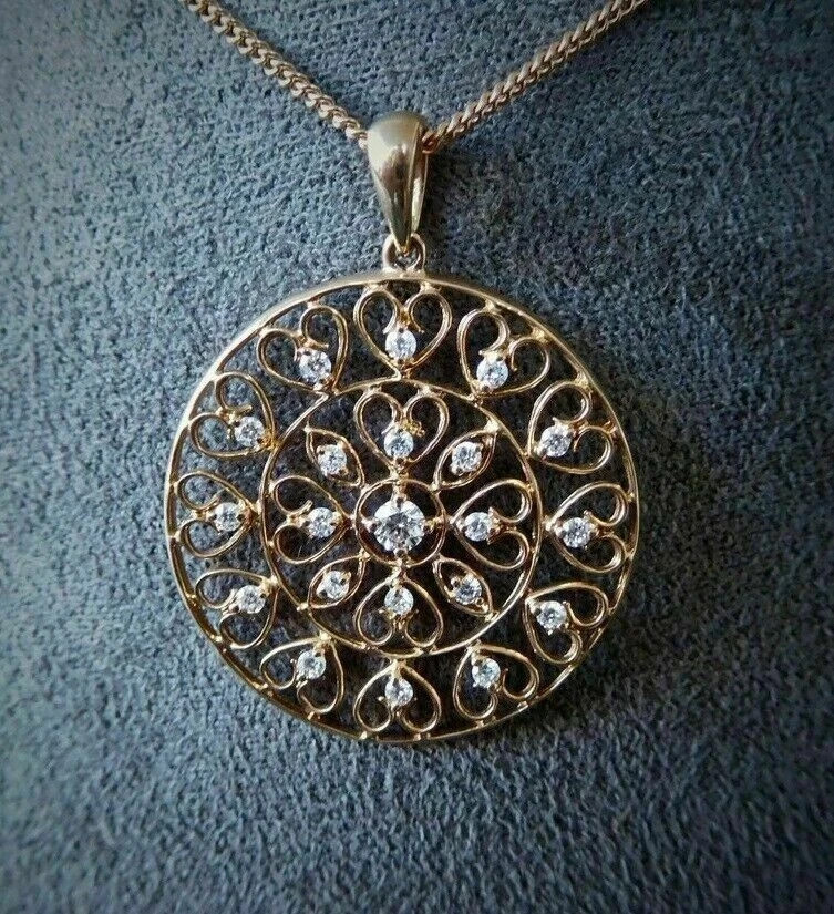 2 Ct Round Cut White Lab Created Women’s Circle Pendant 14K Yellow Gold Plated