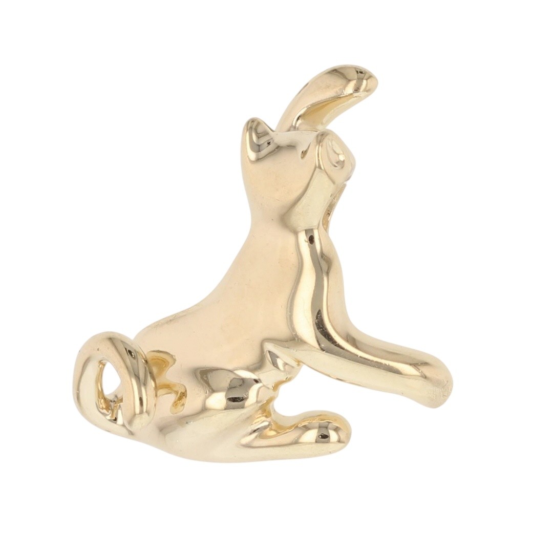 1″ Polished Playful Cat Pendant without Chain 14k Yellow Gold 7.60 Grams