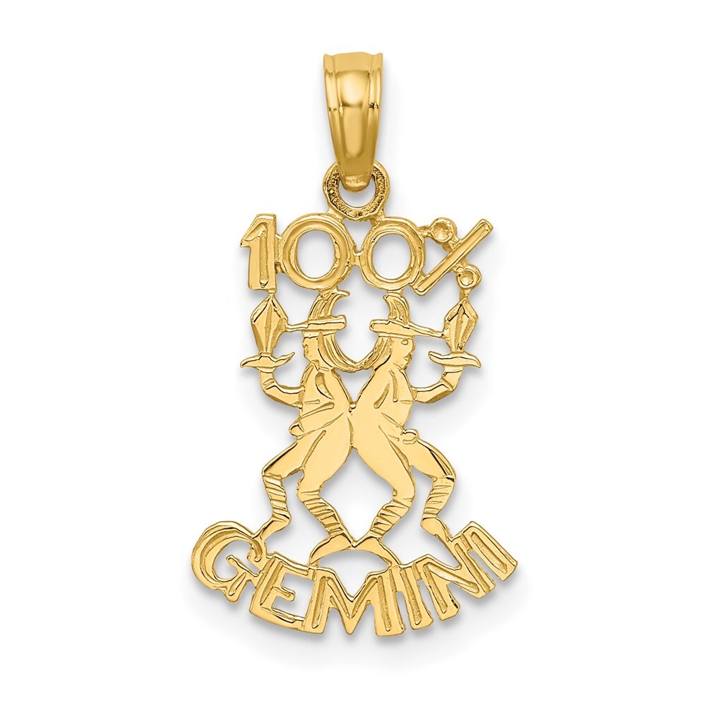 14k Yellow Gold 100% GEMINI Zodiac Charm Pendant 0.56gm L-0.78 in,W-0.47 in