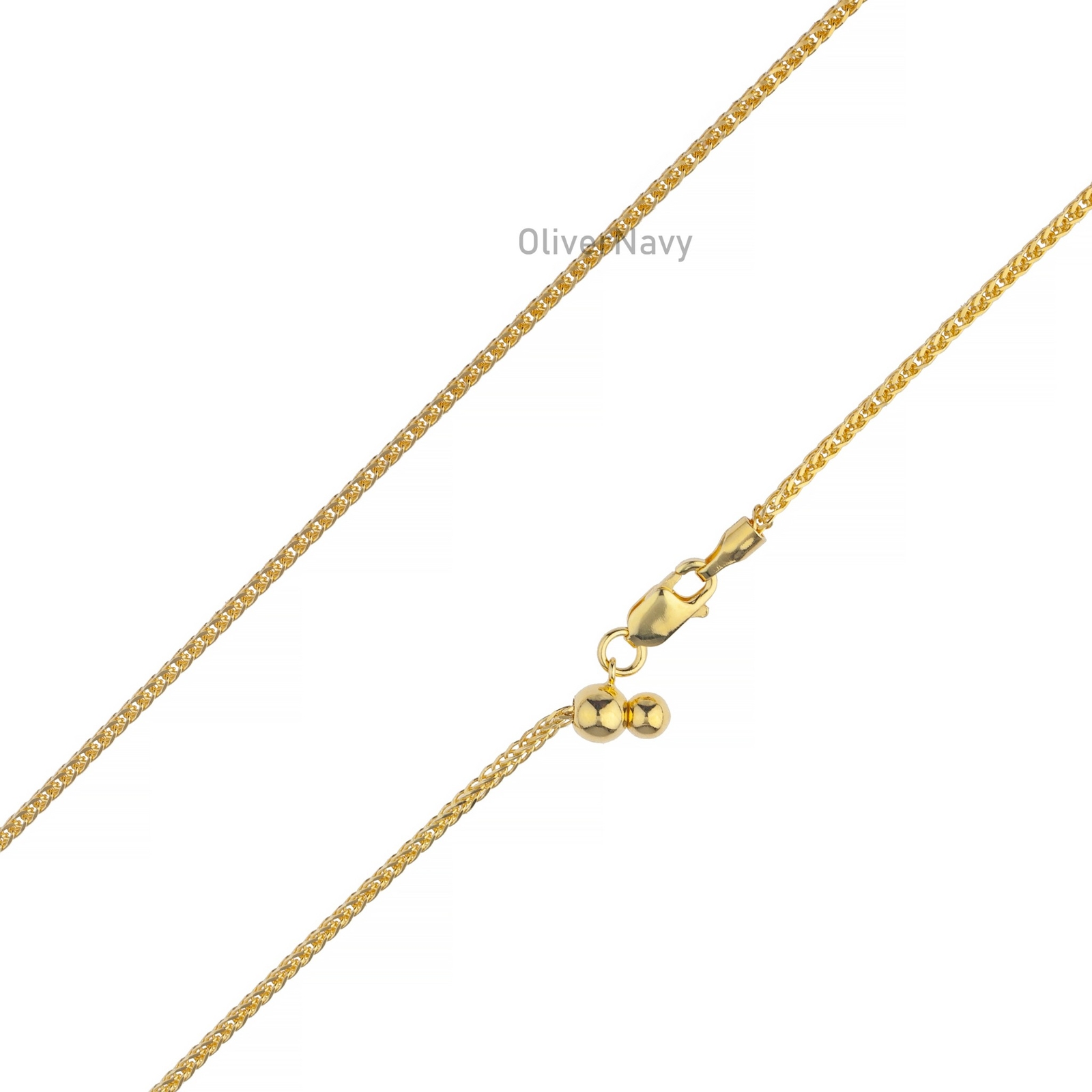 14k Gold Plated 925 Sterling Silver Adjustable 1mm Franco Chain Adjustable 24”