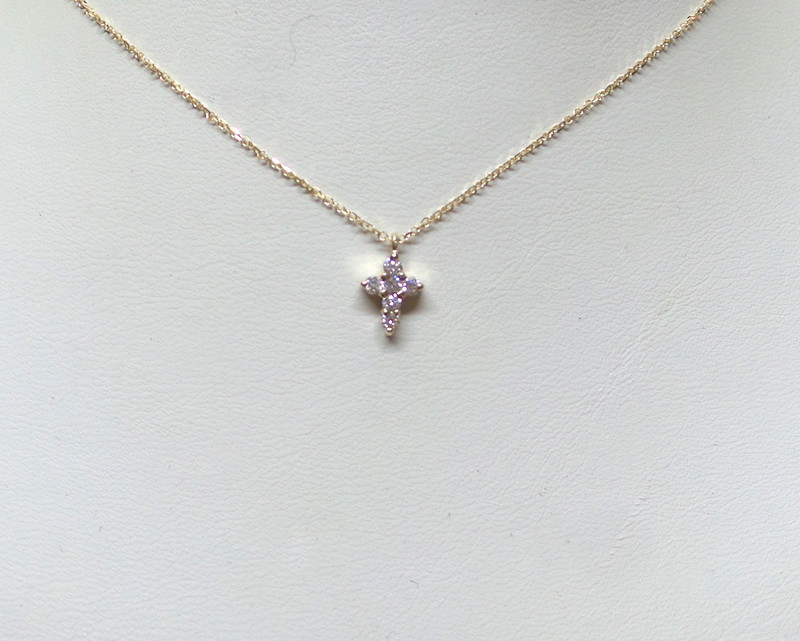 DIAMOND CROSS 14k YELLOW GOLD 0.16 CT DIAMONDS SMALL CROSS SI1 CLARITY G COLOR