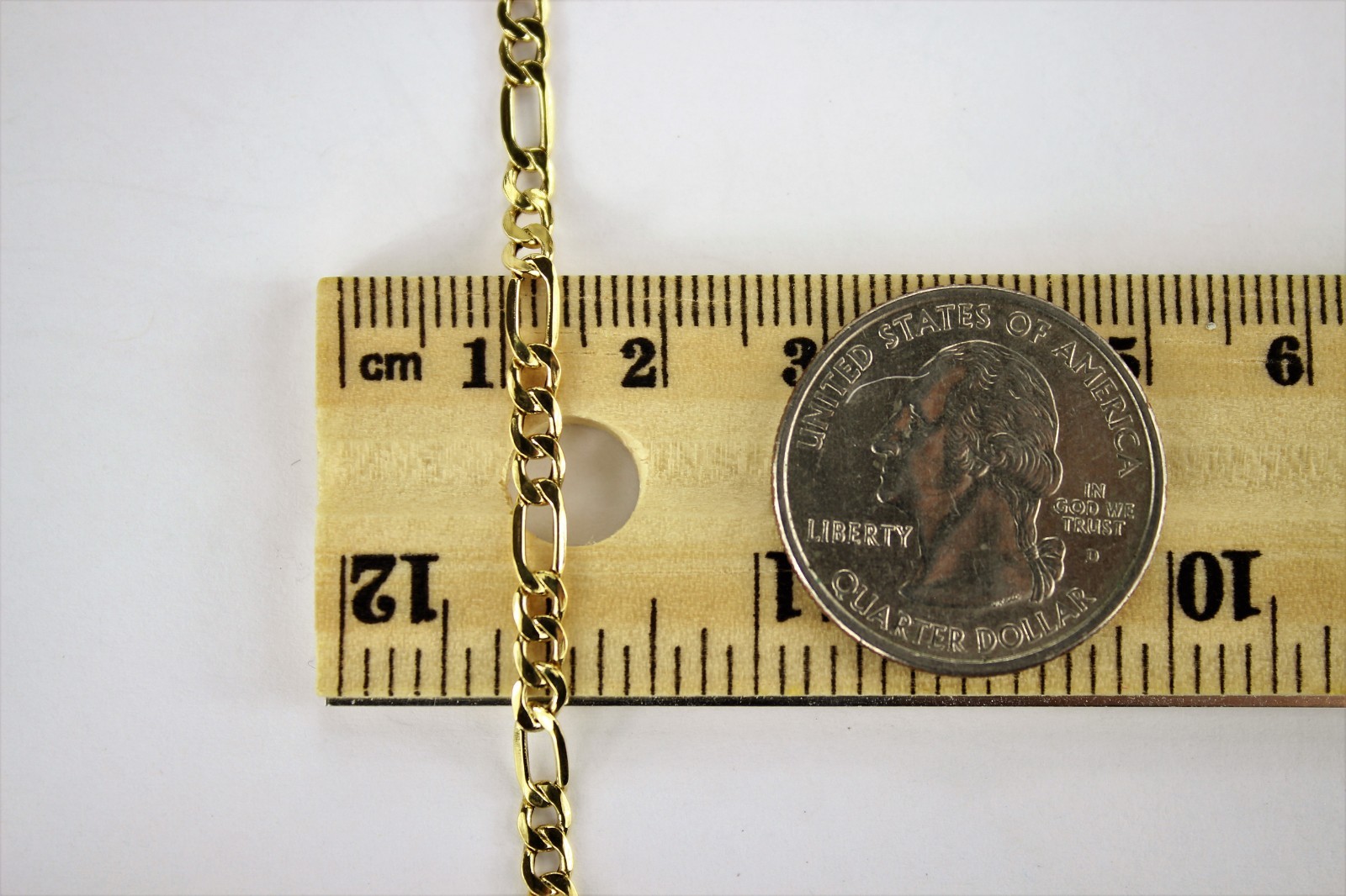 14K Yellow Gold Figaro Link Hollow Chain Necklace Bracelet 2mm ~ 7.5mm /7″ ~ 30″