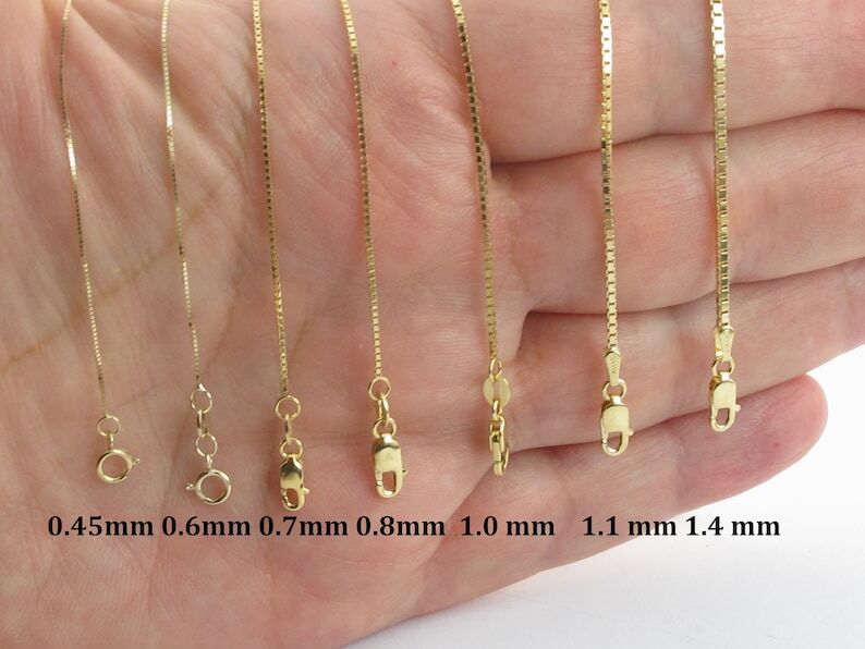 14K Solid Rose Gold Box Necklace Real Gold Chain All Lengths & sizes