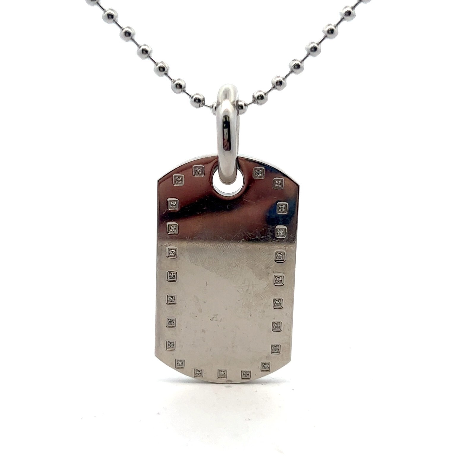 Black & Blue Jewelry Co. Men’s Stainless .11ctw Genuine Diamond Dog Tag Necklace