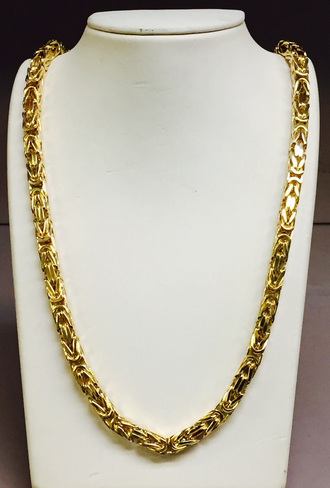 14k Yellow Gold 26″ Solid Byzantine Square Super 6.7mm 200 Grams Chain/Necklace
