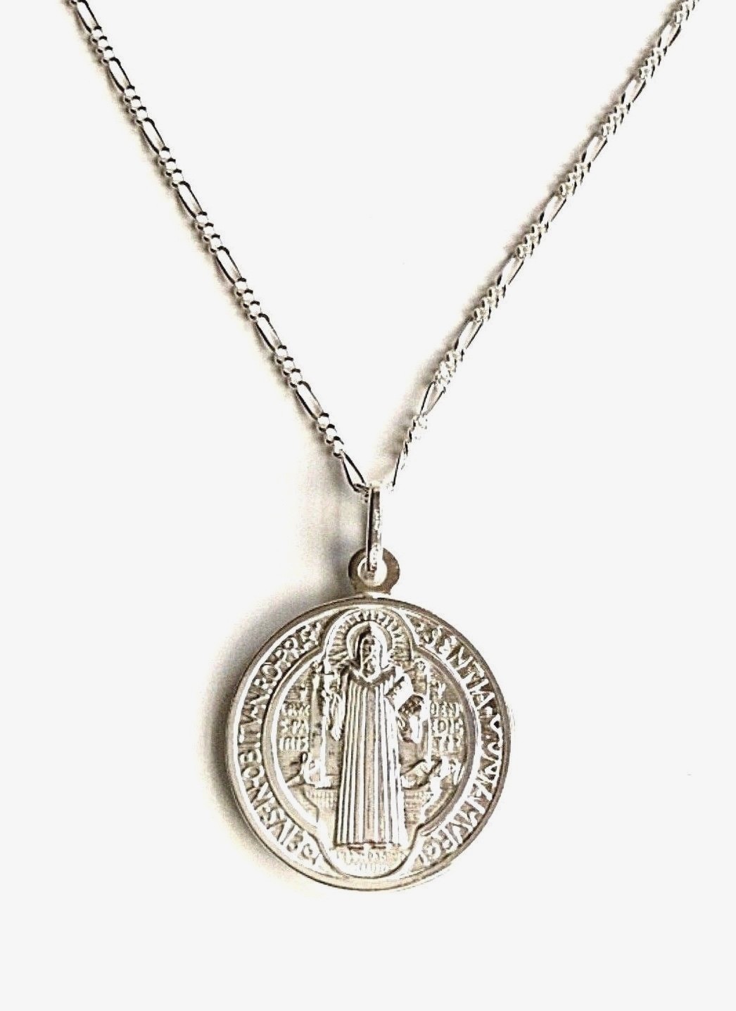 925 SILVER SAINT BENEDICT NECKLACE 22″ / CADENA SAN BENITO 925 PLATA 22″- 20mm#1