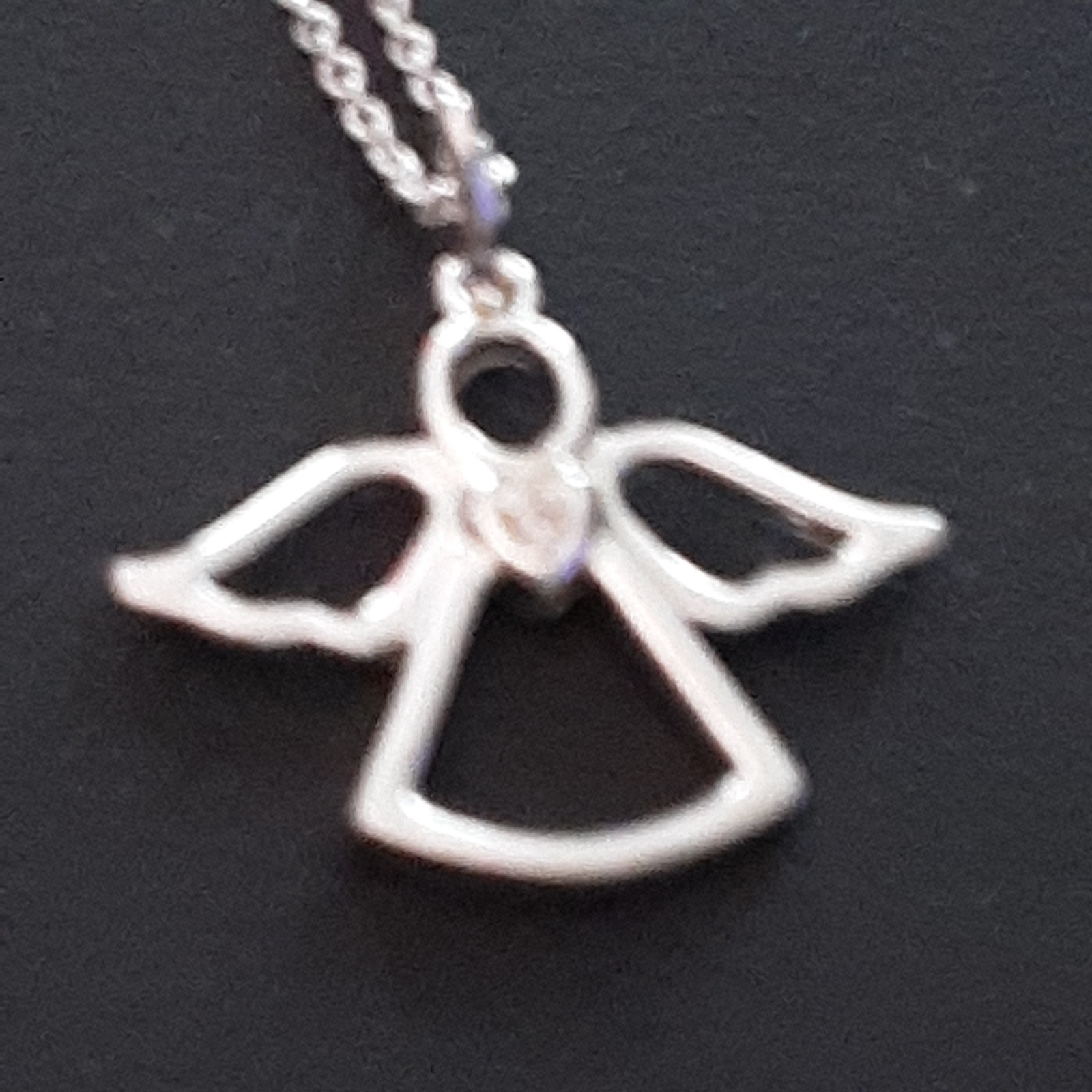 AVON ~ BEAUTIFUL .925 Sterling Silver CZ “ANGEL” Necklace ~ 18 in