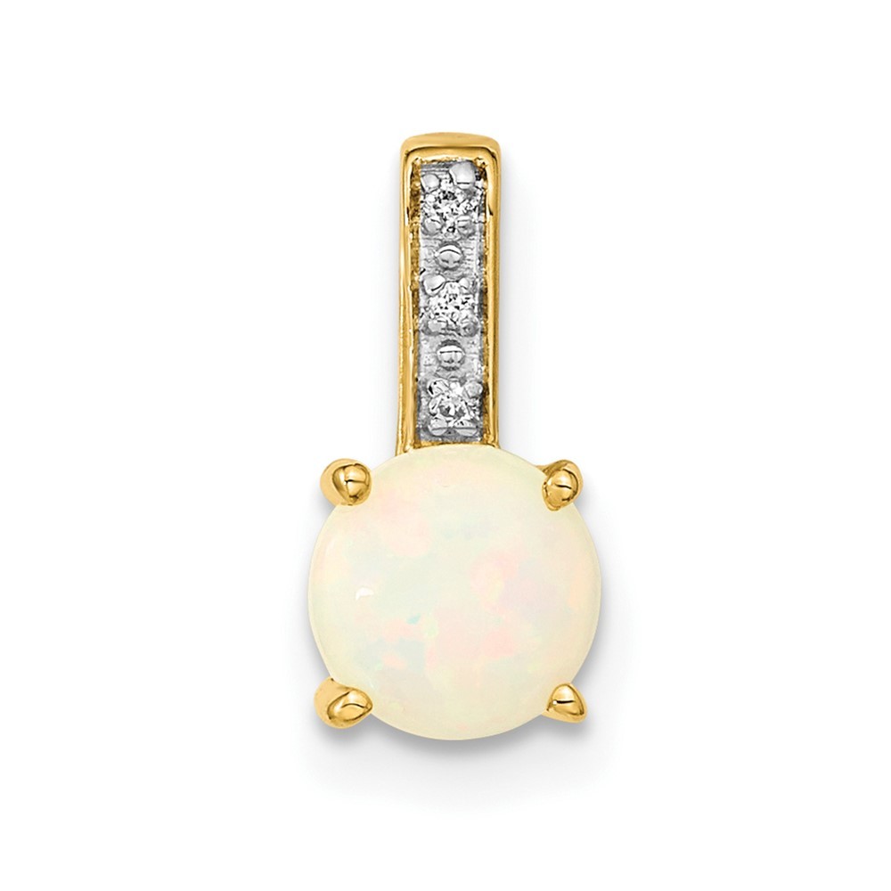 14k Yellow Gold Round Opal and Diamond Slide Fits up to 4mm Fancy Omega Only
