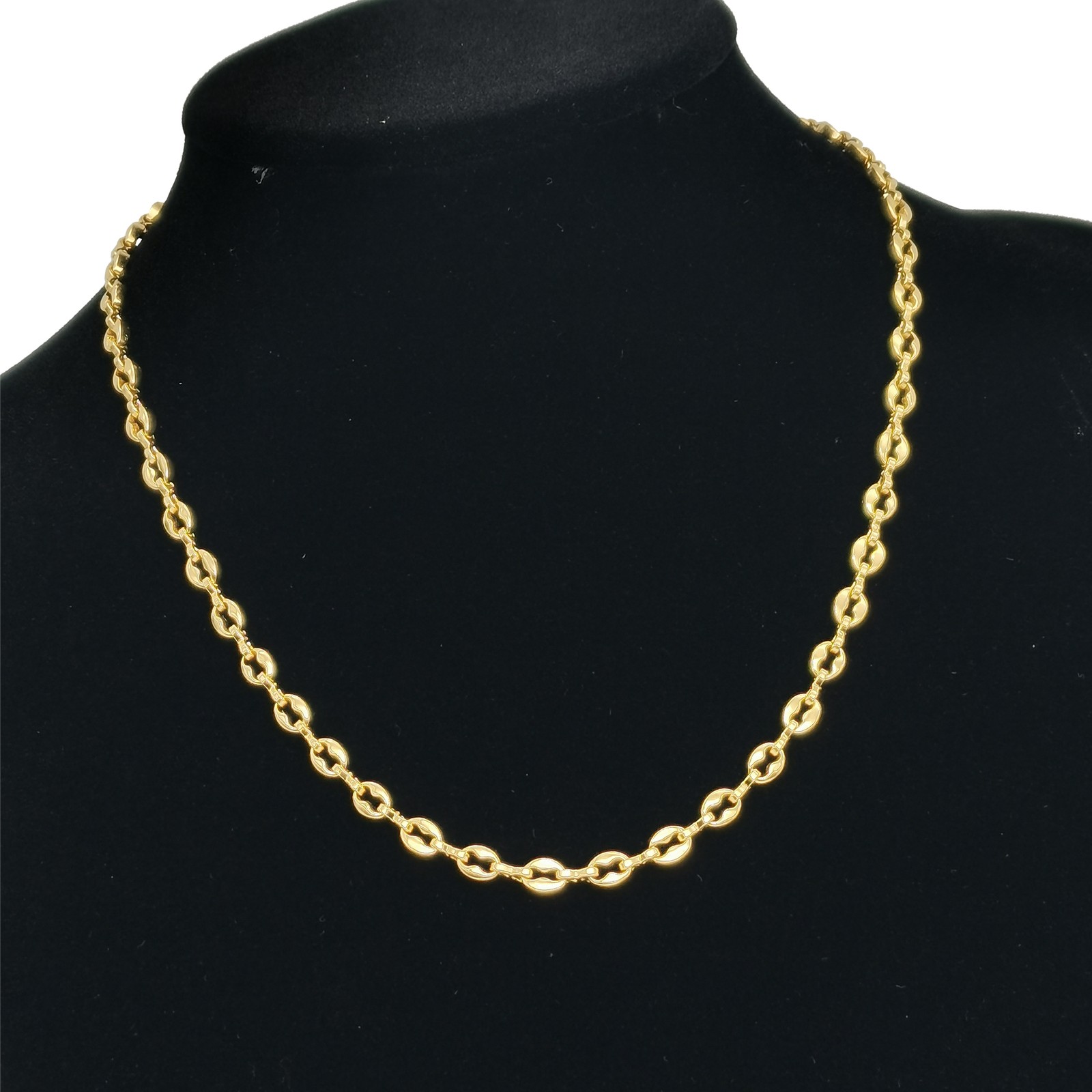 18K Yellow Gold Filled Tarnish-Resist Coffee Bean Link Chain Necklace 6/7″x4.5mm