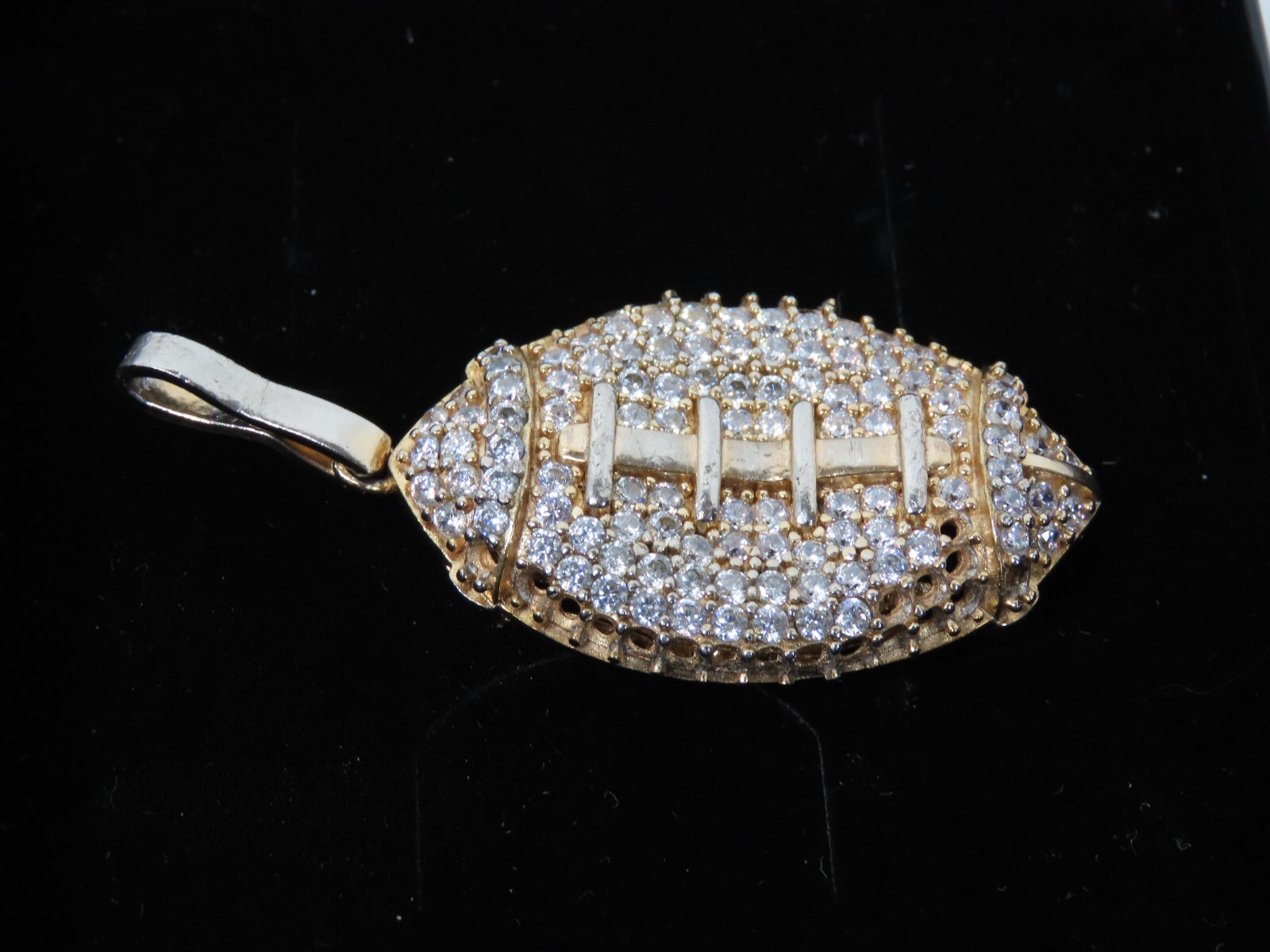 Men and Women DM 925 Sterling Silver Football Shape Pendant Gold Color