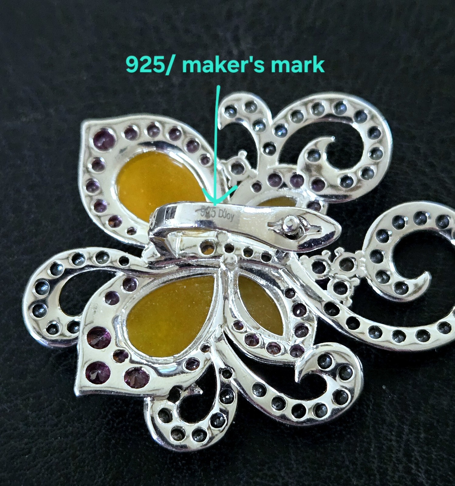 🦋BIG HONEY JADE, TANZANITE ++ 925 STERLING MULTI GEM BUTTERFLY ENHANCER PENDANT