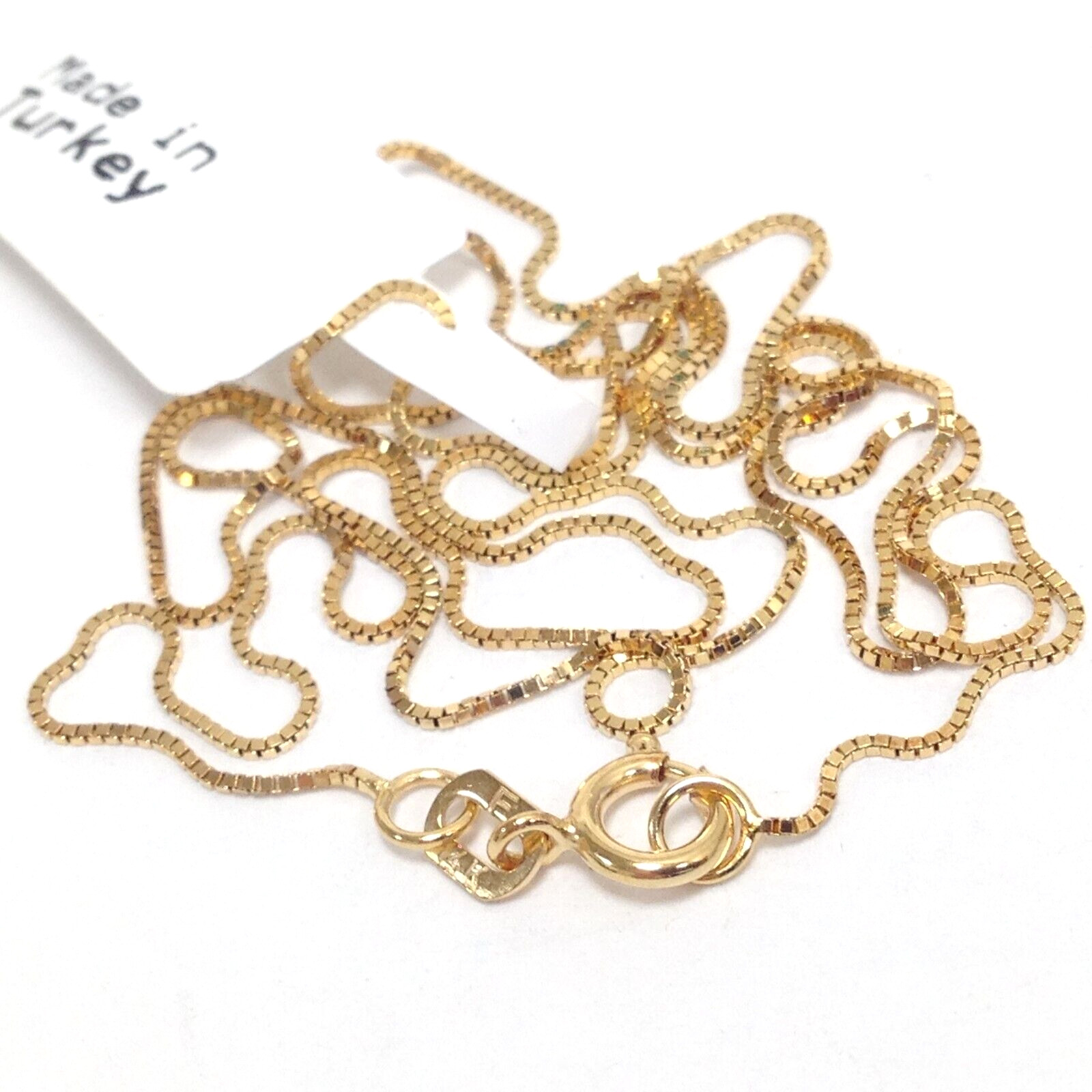 14K Yellow Gold .64mm Thin Box Chain 18″ Made in Turkey 1g New Jewelry Necklace