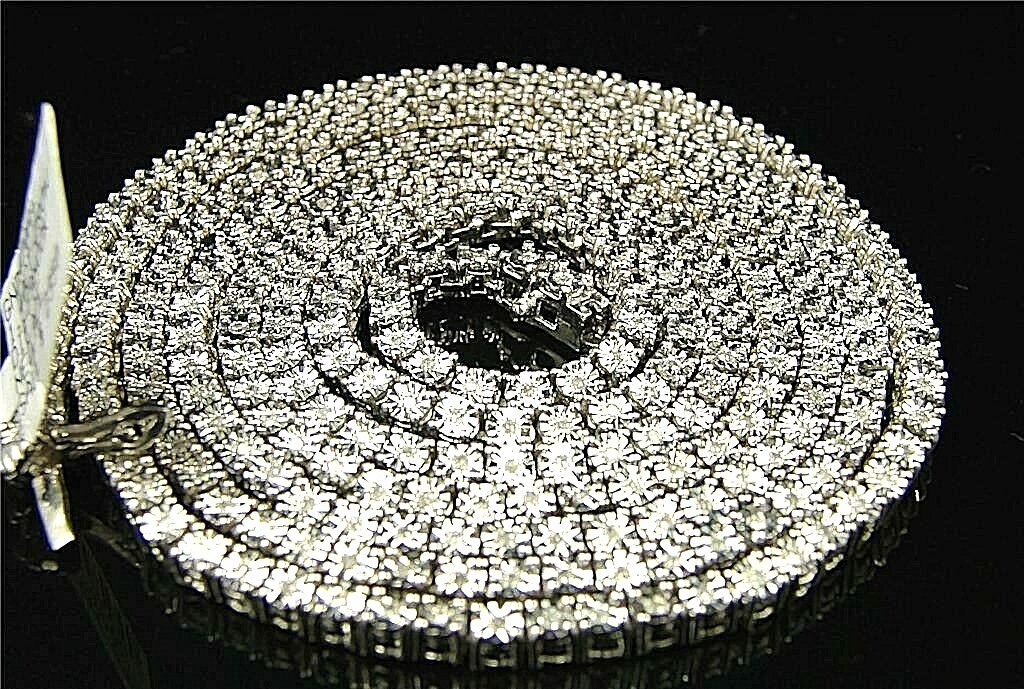 Men’s Necklace Sterling Silver with Natural Diamonds in Sterling Silver 34 In