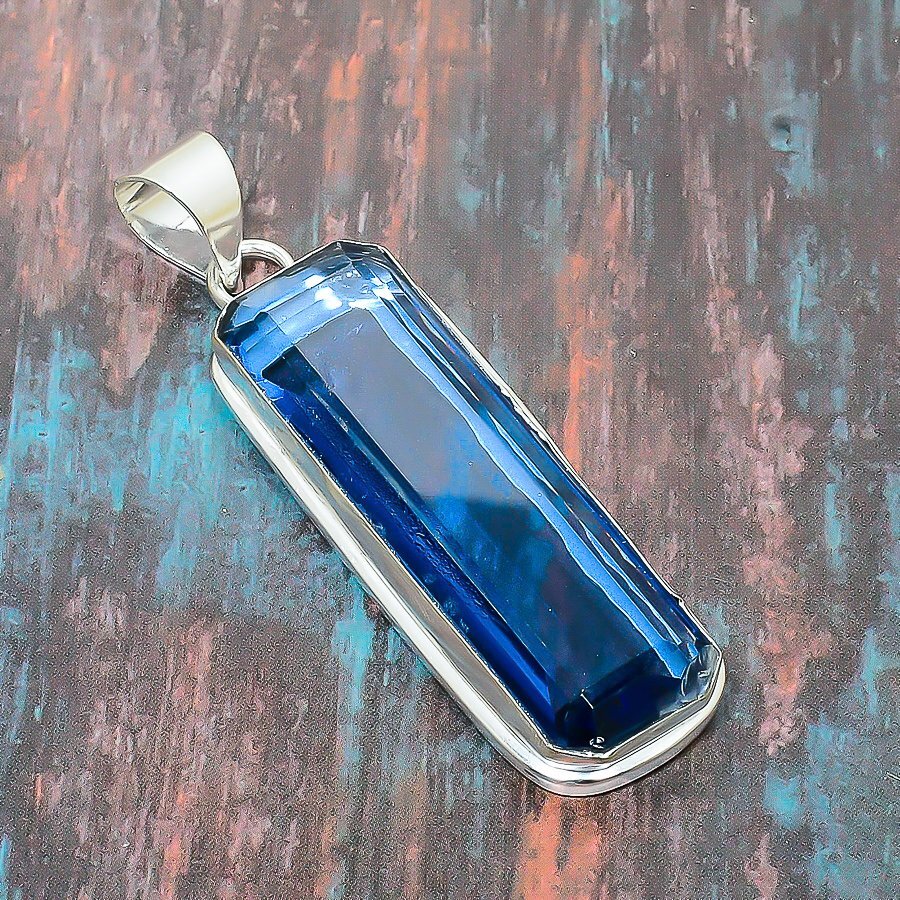 Tanzanite Quartz Gemstone Handmade Gift Jewelry Pendant 1.97″ q778