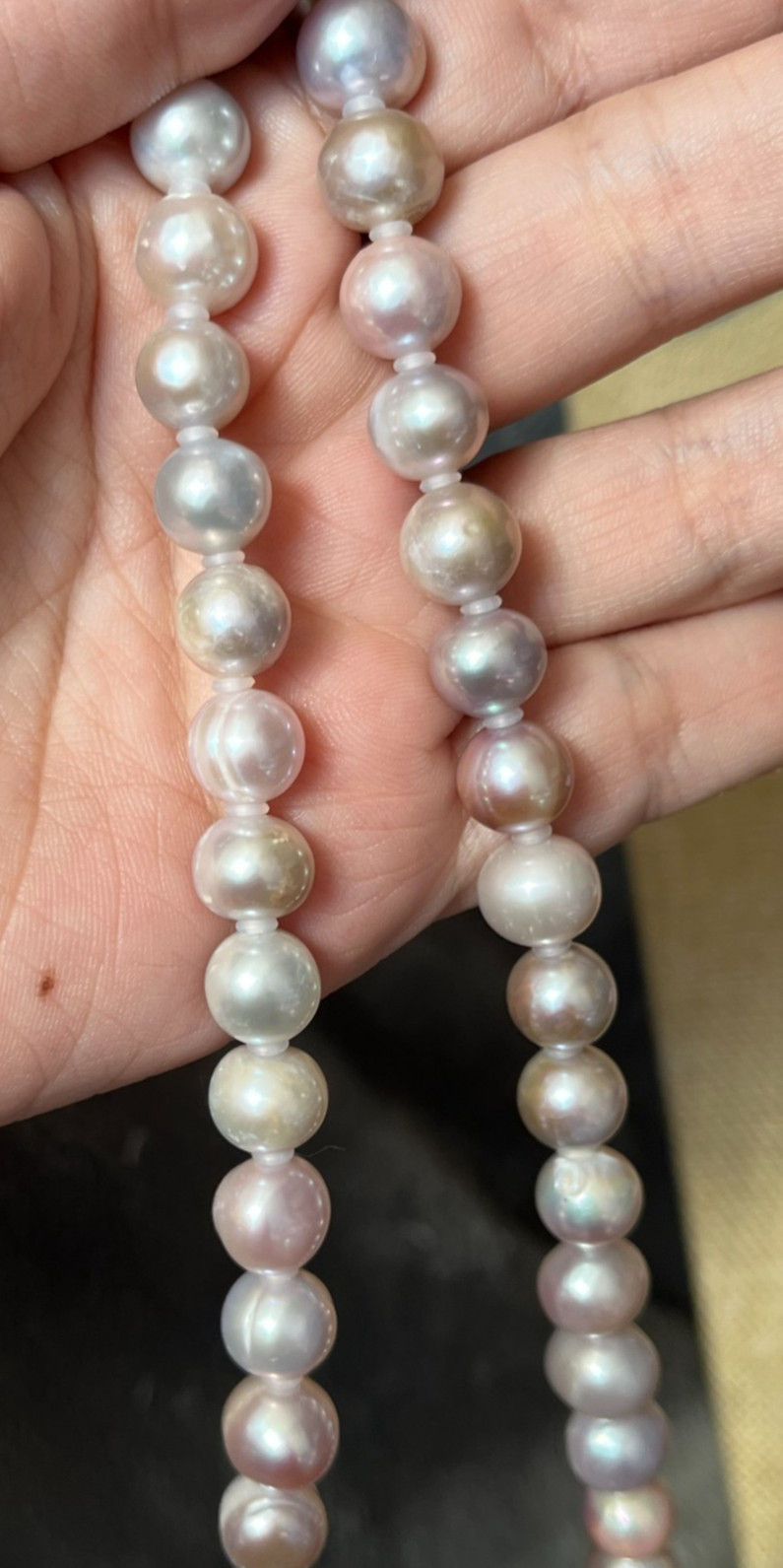 9.5-10.3mm Metallic Lavender Freshwater Pearl Necklace 45cm Solid Nacre S925