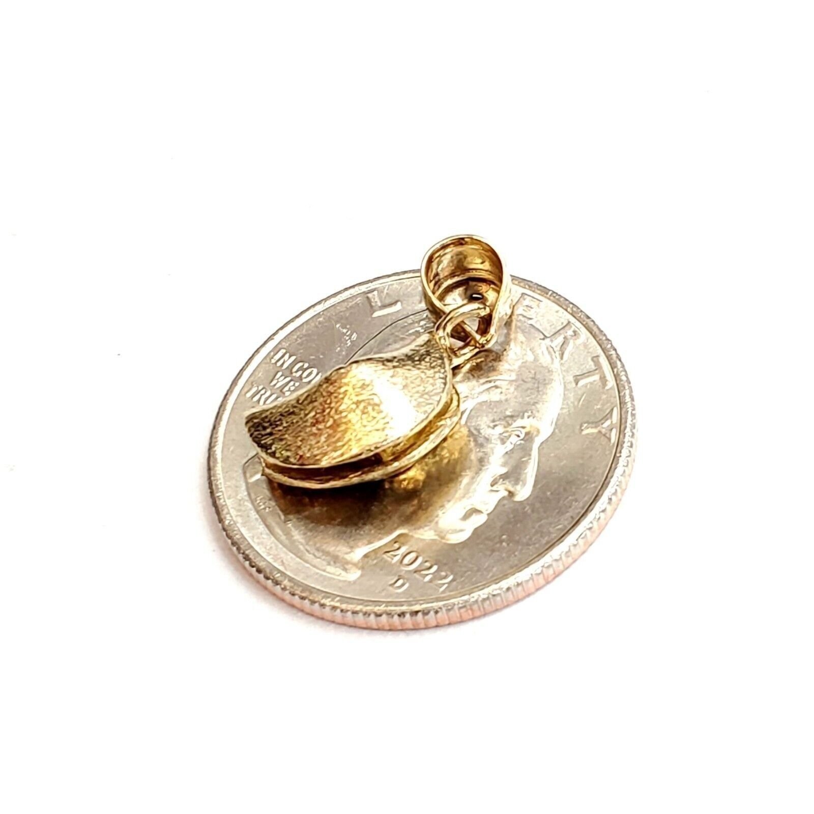 14k yellow gold Fortune cookie pendant lucky charm gift for her fine jewelry 2g