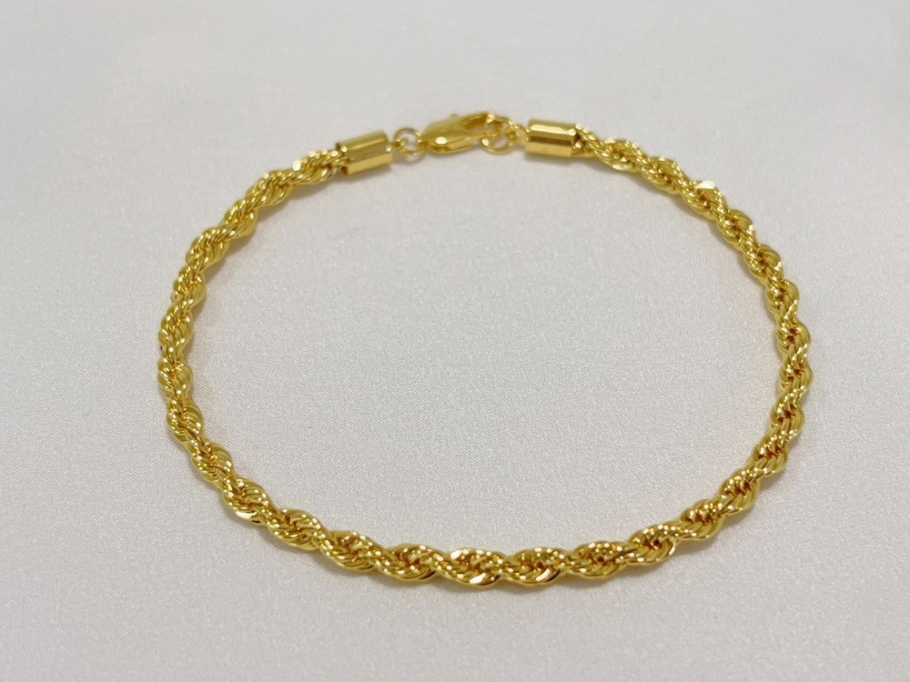 14K Yellow Gold Diamond Cut Rope 2mm-10mm Chain Link Bracelet 7″ 7.5″ 8″ 8.5″ 9″