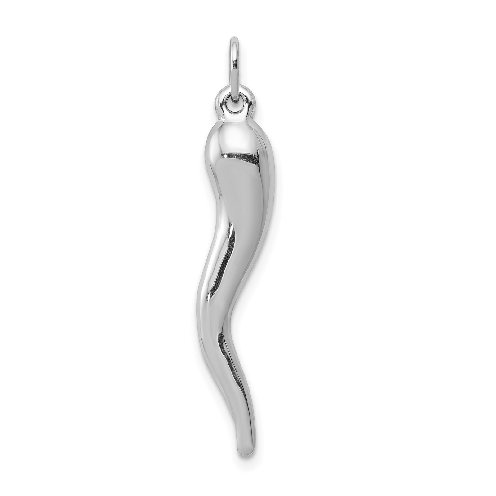 10k White Gold Cornicello Pendant Italian Horn Amulet Charm for Necklace Luck