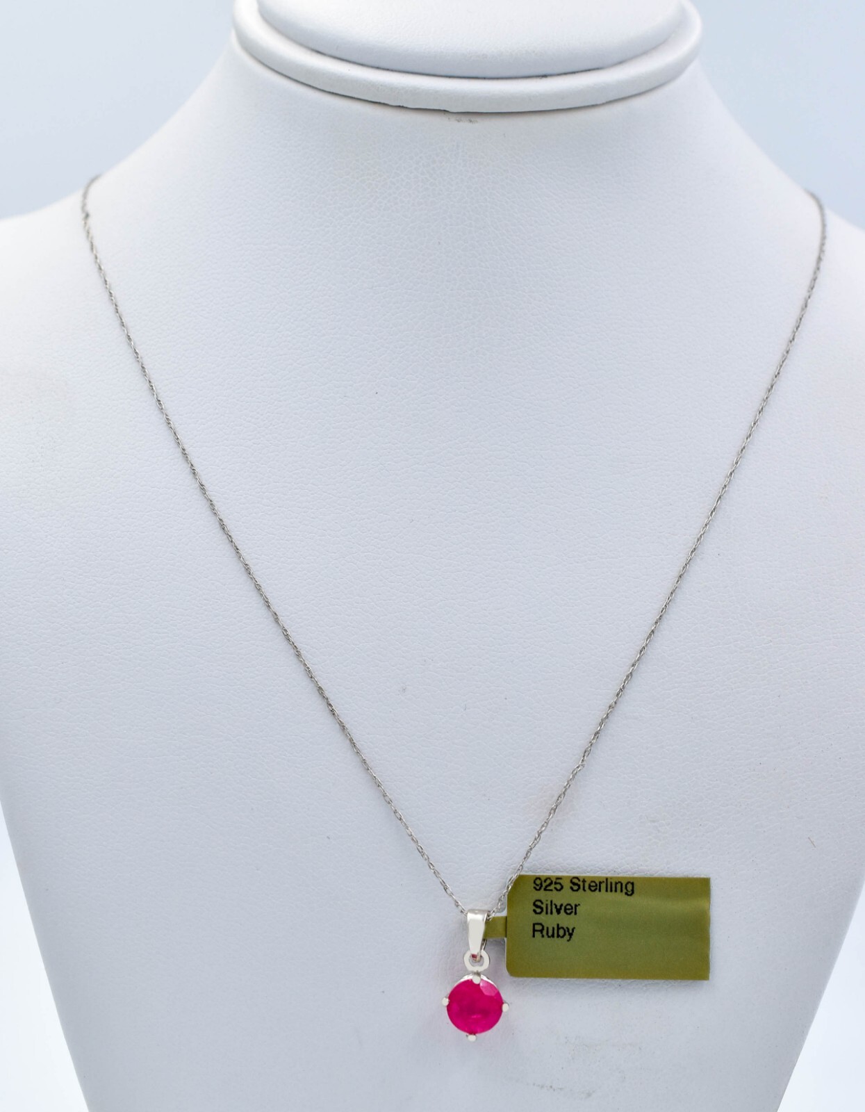 LAB CREATED 1.22 Cts RUBY SOLITAIRE PENDANT NECKLACE .925 SILVER -MADE IN USA