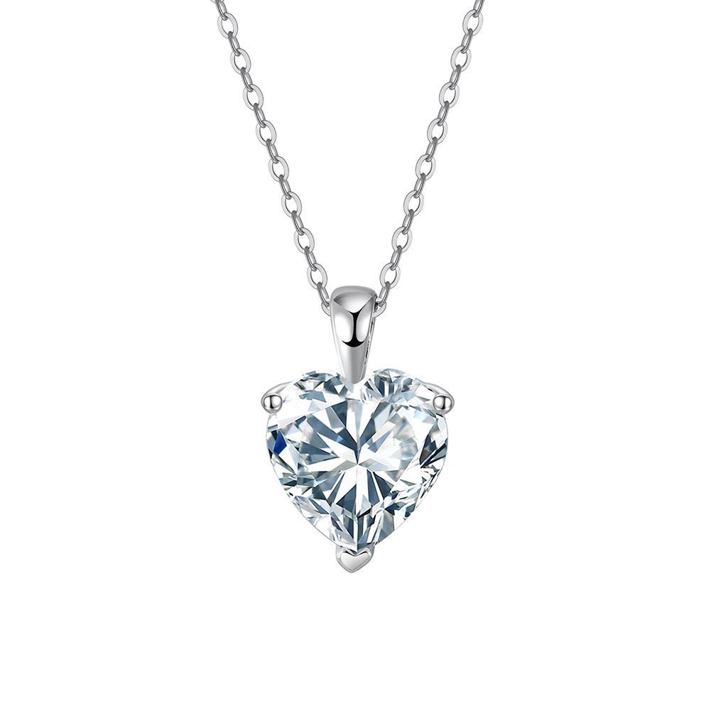 925 Sterling Silver Heart Shape Moissanite Pendant Necklace Wedding Gift Jewelry