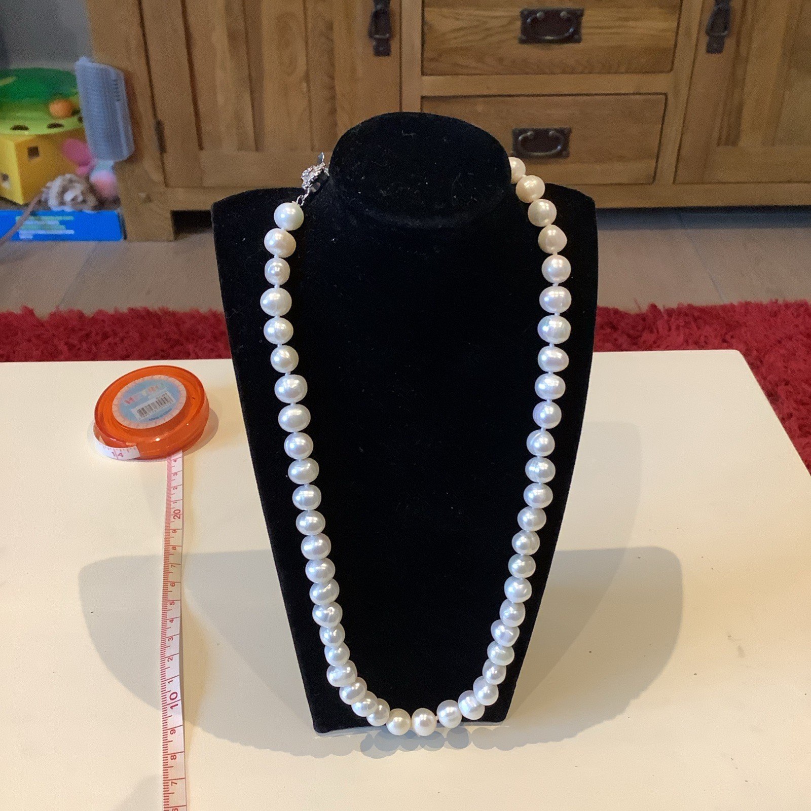 Pearl Necklace Real Baroque Cultured Freshwater Pearls 925 Silver Rose Clasp