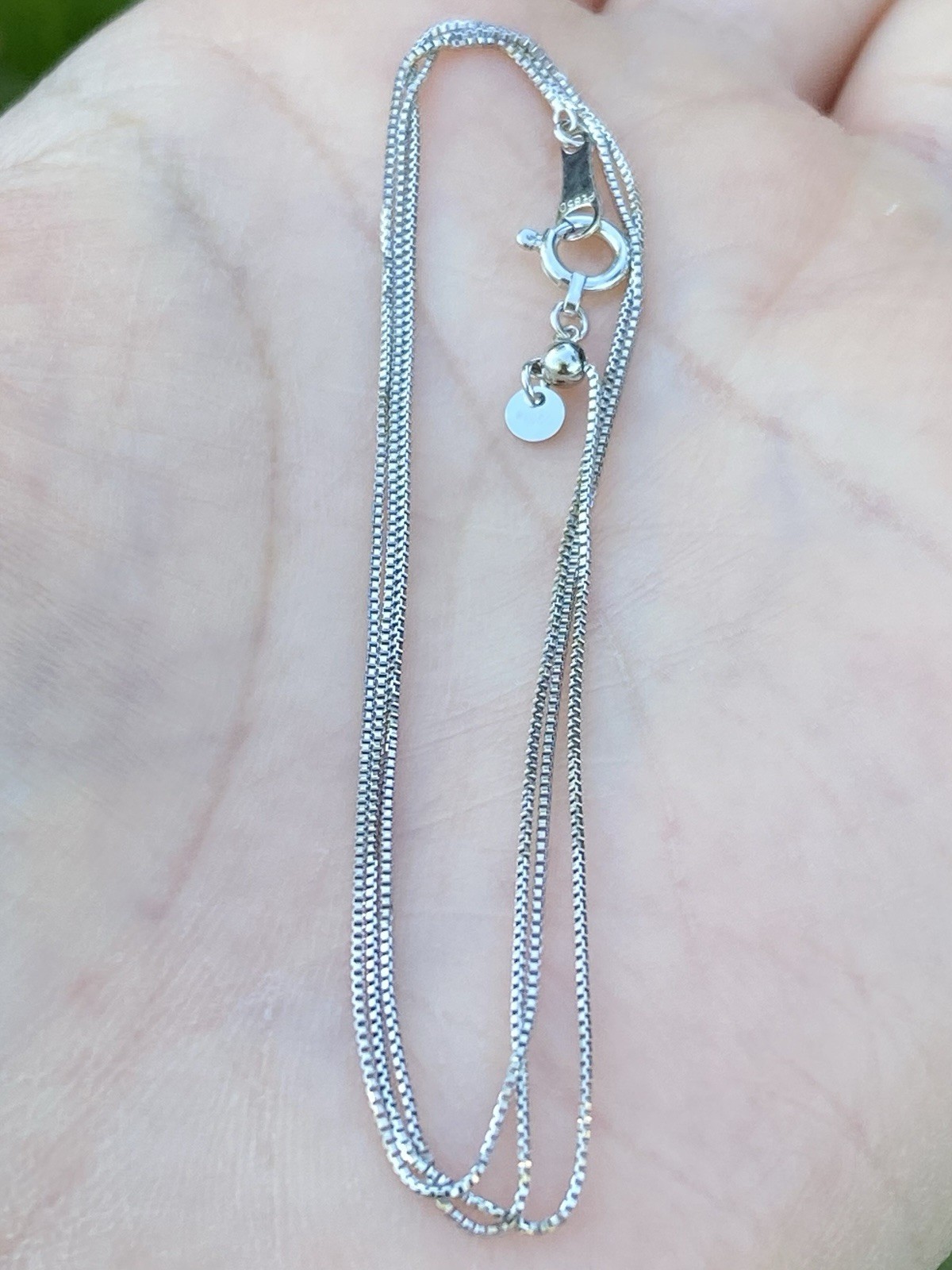 New Solid Platinum Box Chain Necklace – 18 Inches, 1.52 Grams