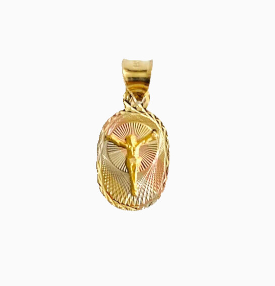 14K SOLID GOLD JESUS CHRIST 20mm / 0.7″ OVAL PENDANT, 14K GOLD – PT338